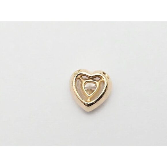 Beautiful 14K Karat Solid Yellow Gold Designer Heart Shaped CZ Charm Pendant - Picture 9 of 14